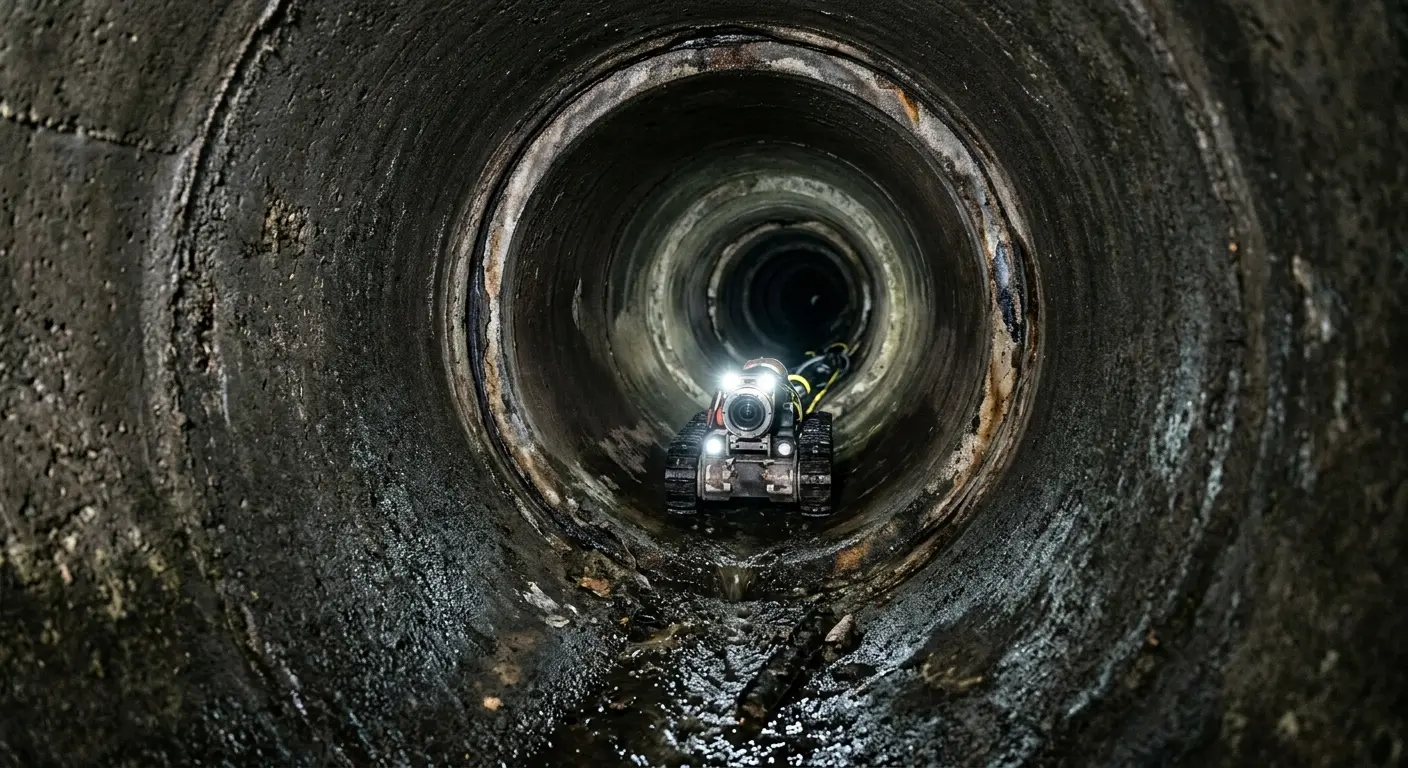 Robotic sewer camera inspecting pipe interior for Drain Snake Service in York